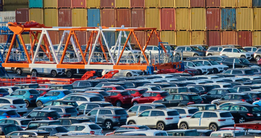 Autos in Container Terminal